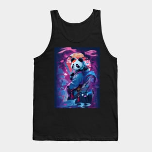 Neon Japanese samurai panda Tank Top